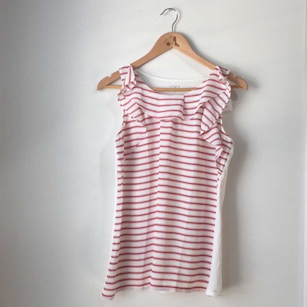 LOFT Striped Pink Top